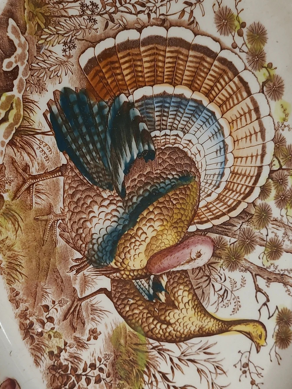 Decorative Turkey Ceramic Serving Platter - Brown & Multicolor
